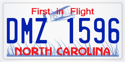 NC license plate DMZ1596