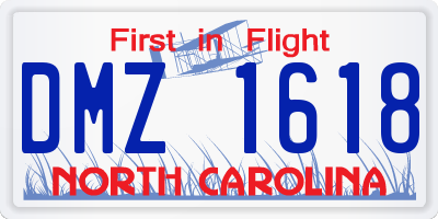 NC license plate DMZ1618