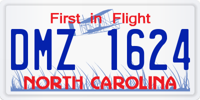 NC license plate DMZ1624