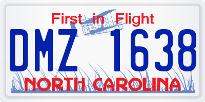 NC license plate DMZ1638