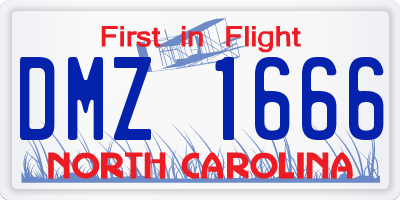 NC license plate DMZ1666