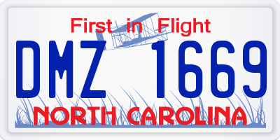 NC license plate DMZ1669