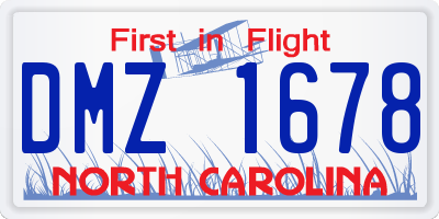 NC license plate DMZ1678