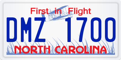 NC license plate DMZ1700