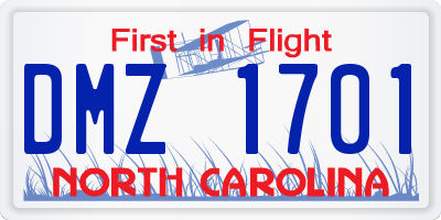 NC license plate DMZ1701