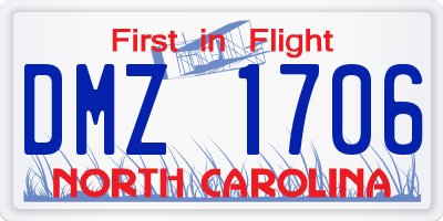 NC license plate DMZ1706