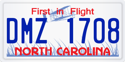 NC license plate DMZ1708