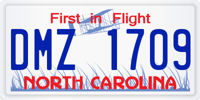 NC license plate DMZ1709