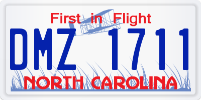 NC license plate DMZ1711