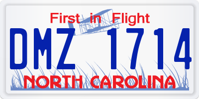 NC license plate DMZ1714