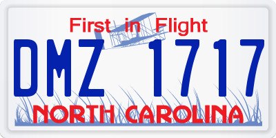 NC license plate DMZ1717