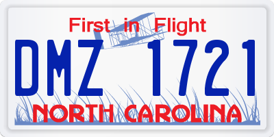 NC license plate DMZ1721