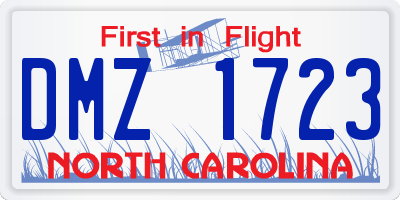 NC license plate DMZ1723