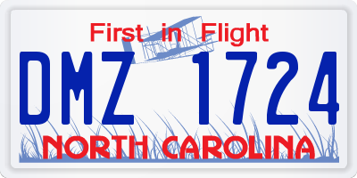 NC license plate DMZ1724