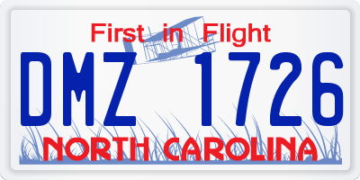 NC license plate DMZ1726