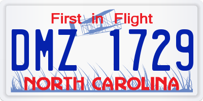 NC license plate DMZ1729