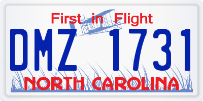 NC license plate DMZ1731