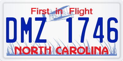 NC license plate DMZ1746