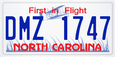 NC license plate DMZ1747