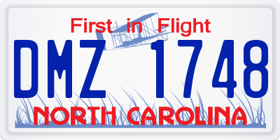 NC license plate DMZ1748