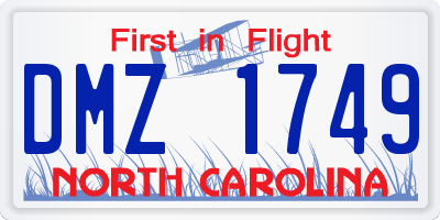 NC license plate DMZ1749