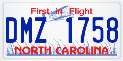NC license plate DMZ1758