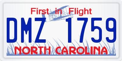 NC license plate DMZ1759