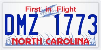 NC license plate DMZ1773