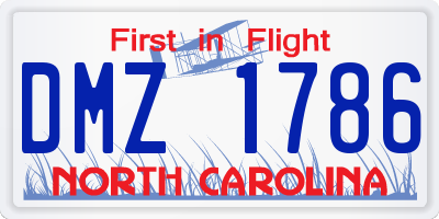 NC license plate DMZ1786
