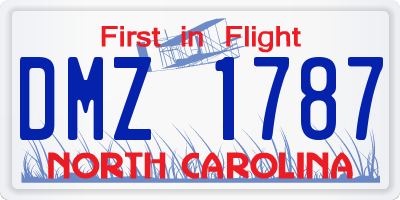 NC license plate DMZ1787