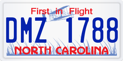 NC license plate DMZ1788
