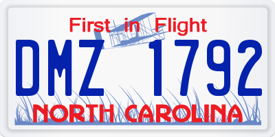 NC license plate DMZ1792