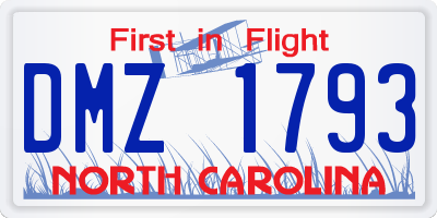 NC license plate DMZ1793