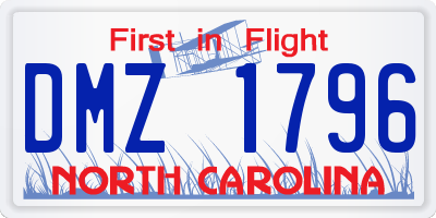 NC license plate DMZ1796