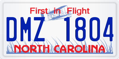 NC license plate DMZ1804