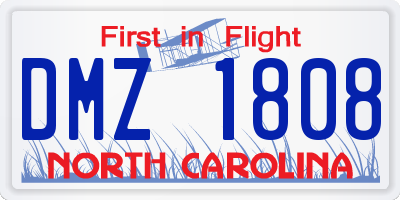 NC license plate DMZ1808
