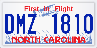 NC license plate DMZ1810