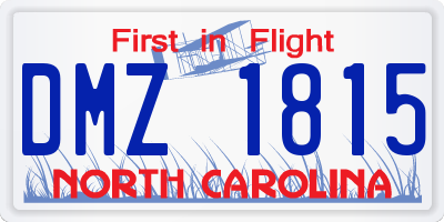 NC license plate DMZ1815