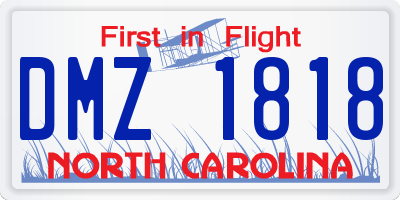 NC license plate DMZ1818