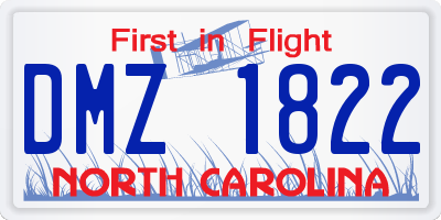 NC license plate DMZ1822