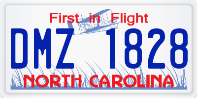 NC license plate DMZ1828