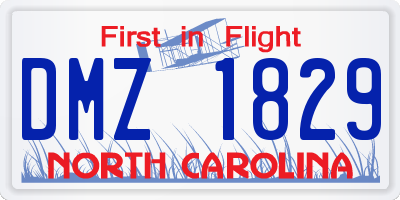 NC license plate DMZ1829