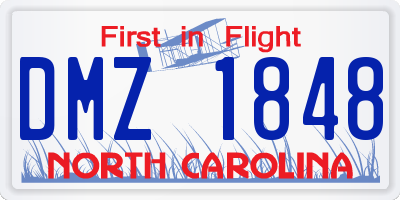 NC license plate DMZ1848