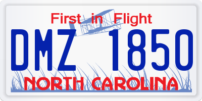 NC license plate DMZ1850