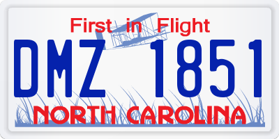NC license plate DMZ1851