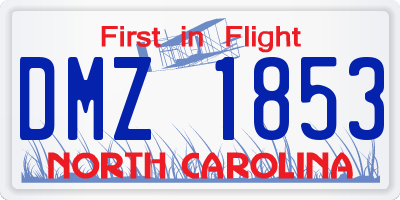 NC license plate DMZ1853