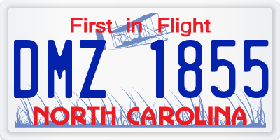 NC license plate DMZ1855