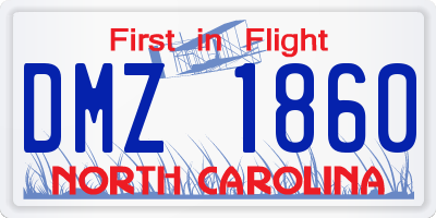 NC license plate DMZ1860