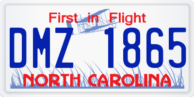 NC license plate DMZ1865