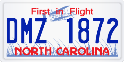 NC license plate DMZ1872